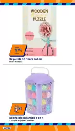 Catalogue Action semaine 38 page 34: WOODEN flower PUZZLE €1,62, Kit bracelets d'amitié 5-en-1 €5,95