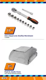 Catalogue Action semaine 38 page 6: Studio Home Plaid XL €7,95, Werckmann Clé à cliquet avec douilles €14,95