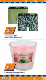 Volantino Action settimana 38 Pagina 2: Boxer uomo Ziki €3,49, Candela profumata Candra €0,99