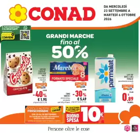 Volantino Conad Pagina 1: Gocciole Chocolate Pavesi €1,95, Tonno Mareblu all'olio d'oliva €5,49