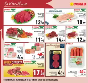 Volantino Conad Pagina 10: Macinato di bovino adulto CONAD €14,49, Hamburger di Chianina Saporidintorni €4,79