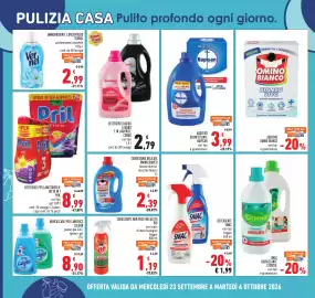 Volantino Conad Pagina 20: Sgrassante multiuso melaceto Rio €1,19, Candegginna delicata Omino Bianco €2,39