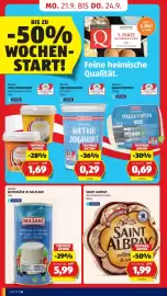 Hofer Flugblatt woche 38 Seite 20: Milsani Weichkäse in Salzlake €5,99, Saint Albray €1,99