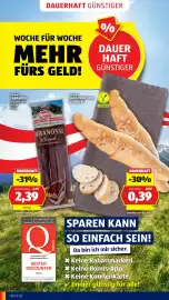 Hofer Flugblatt woche 38 Seite 6: Sonnhof Cabanossi Klassik €2,39, Backbox Salz-/Knusper-Stangerl €0,39