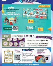 Volantino Proshop Pagina 8: Pampers Baby-dry Tradizionale o Mutandino €4,75, Pampers Baby-dry Salviettine €1,55