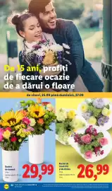 Catalog Lidl săptămâna 39 Pagină 52: Buchet de toamnă €29,99, Buchet de trandafiri și Matthiola €26,99
