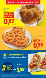 Catalog Lidl săptămâna 39 Pagină 9: Pizza Snack €3,85, Melc cu cremă și stafide €0,99