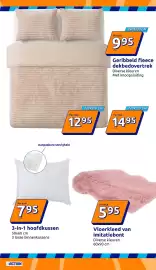 Action folder week 38 Pagina 25: Vloerkleed van imitatiebont €5,95, Geribbeld fleece dekbedovertrek €9,95