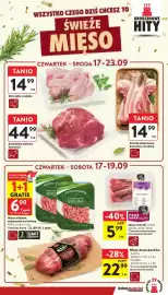 Intermarche gazetka tydzień 38 Strona 13: Szyja z kaczki świeża €5,99, Boczek wieprzowy bez kości ze skórą €14,99
