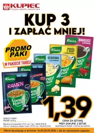 Kupiec gazetka tydzień 38 Strona 3: Gorący Kubek Knorr Nocny Snack Ramen €1,39
