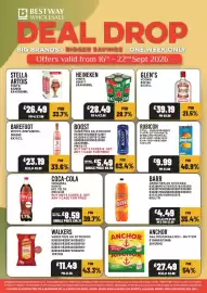 Bestway leaflet week 38 Page 1: Rubicon still mango €9,99, Stella artois pints €26,49
