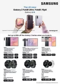Samsung catalogue Page 3: Galaxy Z Fold8 SM-F971B 256GB €40.999,00, Galaxy Watch9 SM-L350N 44mm €8.499,00