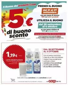 Volantino Coop Superstore Pagina 6: Latte microfiltrato parzialmente scremato o intero Origine Coop €1,19