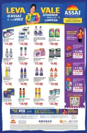 Encarte Assaí Atacadista Página 1: Classic - água sanitária €9,90, Raid - inseticida aerossol €16,90