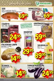 Matvärlden Tensta reklamblad vecka 38 Sida 3: TURKISK AUBERGINE €24,95, CIGKÖFTE €24,95