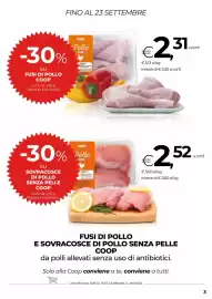 Volantino In Coop Pagina 3: Fusi di pollo Coop €2,31, Fusi di pollo e sovracosce di pollo senza pelle Coop €2,52