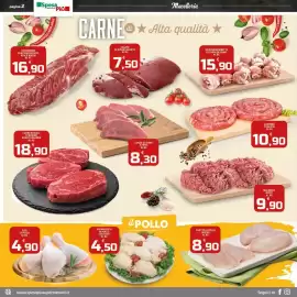 Volantino SpesaPiù Supermercati Pagina 2: Filetto di pollo intero €8,90, Sovracoscia di pollo con osso €4,50