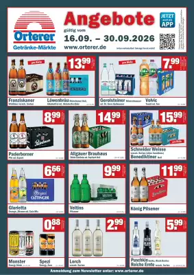 Orterer Getränkemarkt Prospekt (gültig bis 30-09)