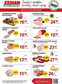 ZEMAN leták týden 39 Strana 2: Vepřová šunka nejvyšší jakosti €23,90, Šunkový točený salám €16,90
