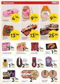 Folheto Froiz Página 9: Pizza Tarradellas fiambre e queijo €3,25, Snack Campofrio mini fuet €1,25