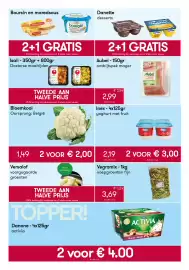 Peltri folder Pagina 4: Aubel ontbijtspek mager €2,99, Inex yoghurt met fruit €3,00