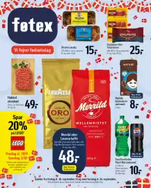 Føtex tilbudsavis uge 38 Side 1: Stryhns postej €15,00, Gøl pølser eller Tulip bacon €25,00