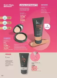 Folheto O Boticário Página 108: Quem Disse, Berenice? insta matte €10,49, Base líquida instamatte €11,24
