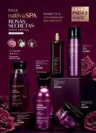 Folheto O Boticário Página 13: NativaSPA rosas secretas €21,99, Nativa spa cremes perfumado hidratante corporal €18,99