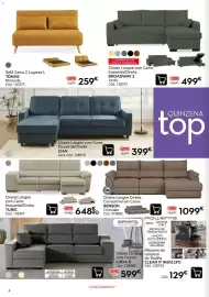 Folheto Conforama Página 4: Sofá cama 2 lugares l tomas mostarda €259,00