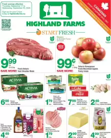 Highland Farms flyer week 38 Page 1: Coca-Cola or Fuze Iced Tea €7,99, E Yellow Gold Potatoes €4,99
