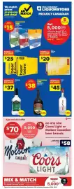 Real Canadian Liquorstore flyer Page 1: Medallion London Dry Gin €37,00, NO NAME Lager or Light Beer €25,00