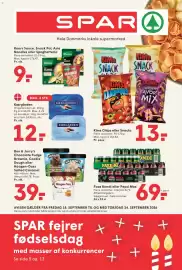 SPAR tilbudsavis uge 38 Side 1: Faxe Kondi eller Pepsi Max €69,00, Kærgården €12,00