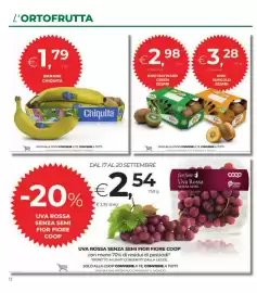 Volantino Unicoop Etruria Pagina 12: Banane Chiquita €1,79, Kiwi Hayward Green Zespri €2,98