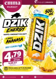 EMMA market gazetka | Market Strona 1: Napój energetyzujący Dzik Energy o smaku ananasa bez cukru €4,79