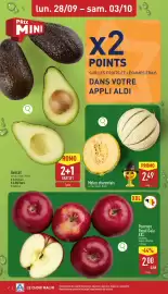 ALDI Dépliant week 40 Pagina 2: PRIX lun. 28/09 - sam. 03/10 MINI x2 POINTS SUR LES FRUITS ET LÉGUMES FRAIS DANS VOTRE APPLI