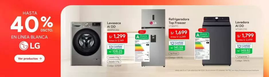 Catálogo Hiraoka semana 38 Página 13: Lavadora AI DD €1.799,00, Lg lavaseca ai dd €1.299,00