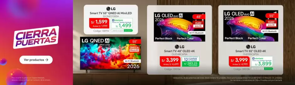 Catálogo Hiraoka semana 38 Página 3: LG Smart TV 55" OLED 4K €3.899,00, LG Smart TV 48" OLED 4K €3.399,00