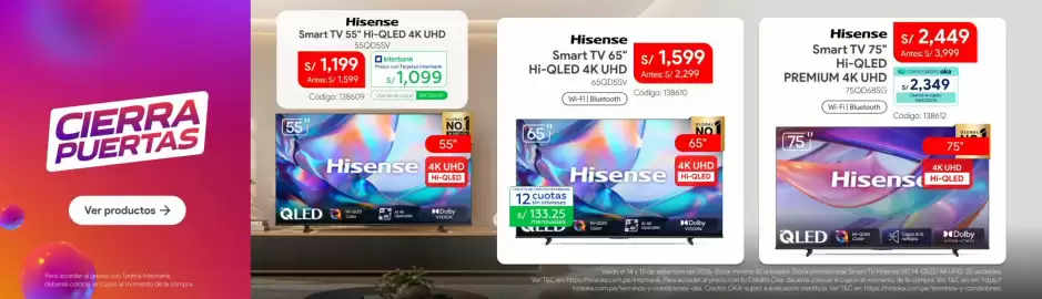 Catálogo Hiraoka semana 38 Página 8: Hisense Smart TV 65" Hi-QLED 4K UHD €1.599,00