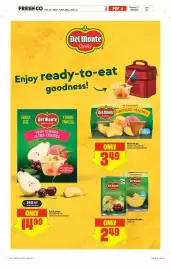 FreshCo flyer week 38 Page 14: Del Monte fruit cups €14,99, Del Monte orchard peaches €3,49