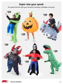 Kmart catalogue Page 16: Inflatable Grim Reaper Costume €39,00, Inflatable Dinosaur Costume €39,00