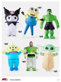 Kmart catalogue Page 17: Kuromi inflatable €49,00, Buzz Lightyear inflatable costume €49,00