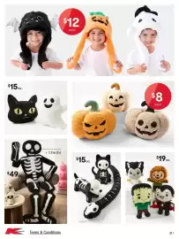 Kmart catalogue Page 21: Black Cat and Ghost Plush €15,00, Skeleton €49,00
