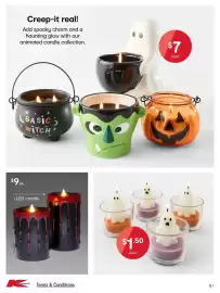 Kmart catalogue Page 8: Animated candle collection €7,00, Ghost Candle €1,50