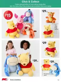 Kmart catalogue Page 15: Winnie the Pooh €29,00, Winnie the Pooh and Eeyore Weighted plush €39,00