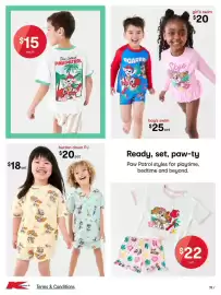 Kmart catalogue Page 19: Paw Patrol Dino Island T-Shirt €15,00, Paw Patrol button down PJ €20,00
