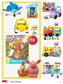 Kmart catalogue Page 21: ABC Express Train €39,00, Fisher-price LittlePeople Big Yellow School Bus €39,00