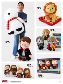 Kmart catalogue Page 24: Harry Potter Vinyl Plush €29,00, Harry Potter Lion Plush €29,00