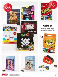 Kmart catalogue Page 42: Uno Attack €39,00, Bluey Let's Go Shopping Game €15,00