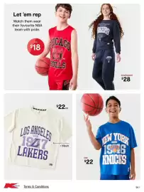 Kmart catalogue Page 56: Los Angeles Lakers Mesh €22,00, Chicago Bulls tank €18,00