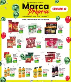 Catálogo Chama Supermercados Página 3: Macarrão com Ovos €2,59, Papel Higiênico Folha Dupla €9,39